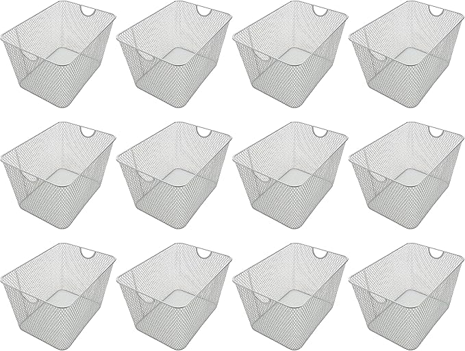 YBM HOME Kitchen Pantry Organizer Wire Baskets for Shelves, Cabinets, Pantry, Countertop, Mesh Open Storage Bin Metal Basket for Organizing Food Supplies, 12 Pack, 14x10x8.8