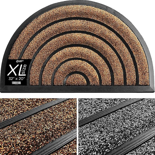 ubdyo Durable Welcome Doormat - Low Pile Front Door Mat Outside Entrance - Muddy Dirt Trapping Welcome Matt Outdoor - Rubber Backing Anti Slip Indoor Doormat Entrance 32'' x 20'', Brown
