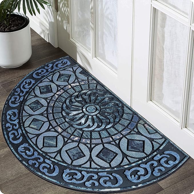 ubdyo Warm Stylish Front Door Mat - Low Pile Front Door Mat Outside Entrance - Muddy Dirt Trapping Welcome Matt Outdoor - Rubber Backing Anti Slip Indoor Doormat Entrance - Large 23" 'x 36"