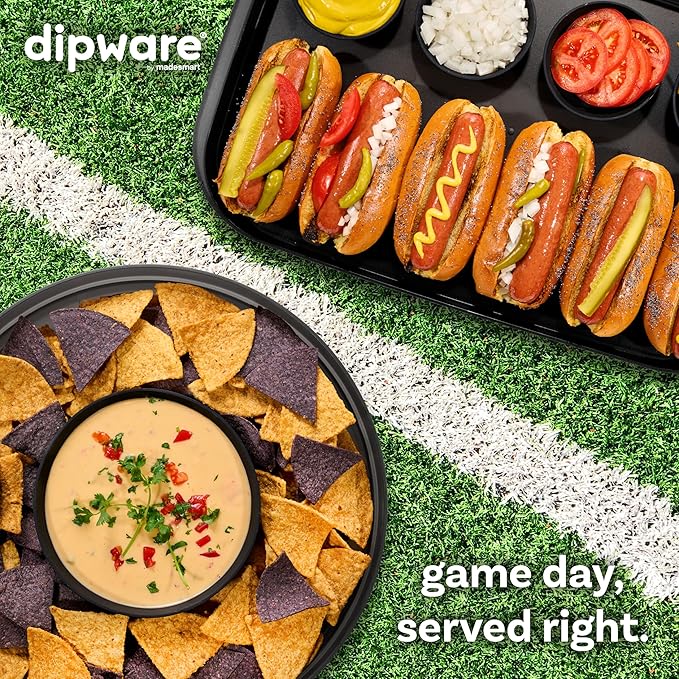 madesmart Chip N Dip Dipware Bowl, 2-Piece Serving Set with Detachable Dip Bowl, Durable Plastic Chip Tray for Entertaining, Tabletop Snack Server, Carbon