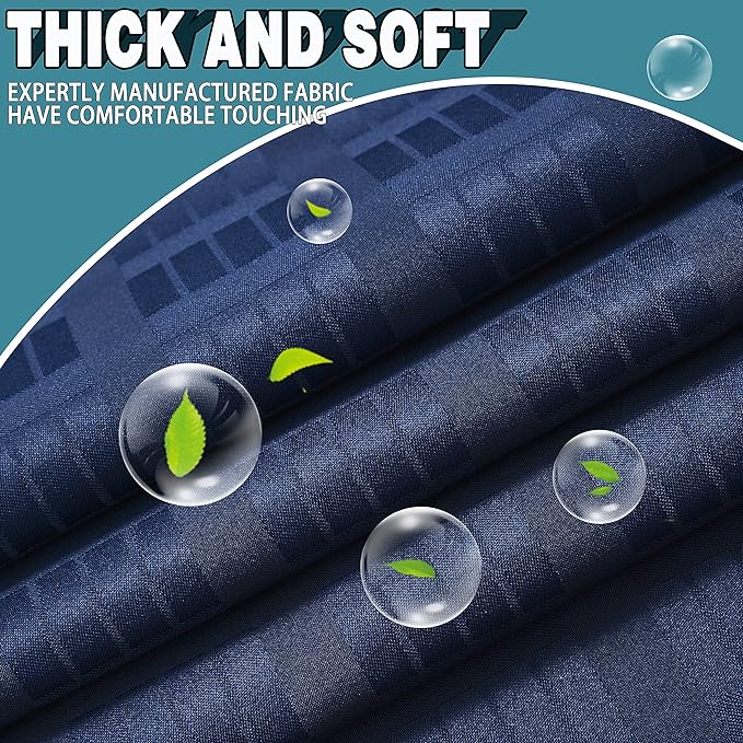 Conbo Mio No Hook Shower Curtain with Snap in Liner Set, Hotel Luxury Navy Blue Shower Curtains for Bathroom with See Through Top Window, Waterproof, Washable 71W x 74H
