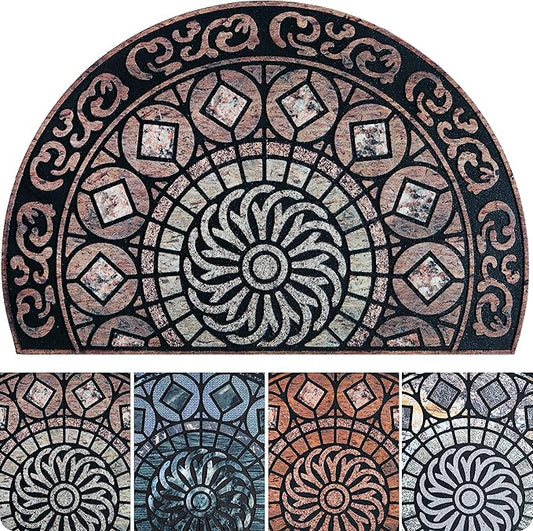 ubdyo Welcome in Style Front Door Mat - Low Pile Front Door Mat Outside Entrance - Muddy Dirt Trapping Welcome Matt Outdoor - Rubber Backing Anti Slip Indoor Doormat Entrance - Large 23" x 36"