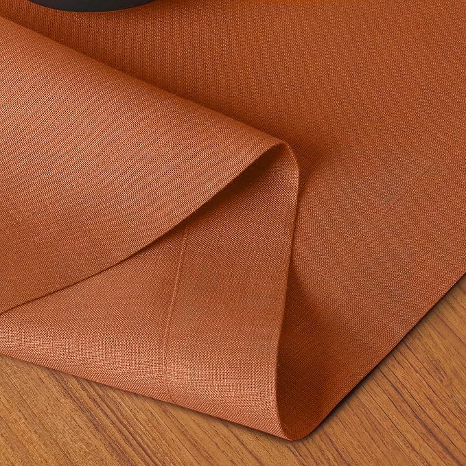 D'Moksha Homes Linen Rust Table Runner 36 Inches - 100% Pure Linen Small Table Runner 14 x 36 Inch for Dresser, Coffee Tables, Fall and Halloween-Machine Washable