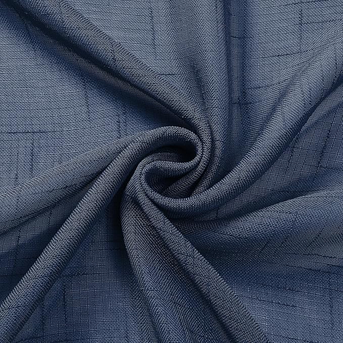 Aiyufeng Navy Blue Sheer Curtains/Valances 14 Inch Length for Kitchen, Small Short Casual Voile Valance Curtain Window Treatment Decor for Living Room Bathroom Cafe Laundry Basement, 60" W x 14" L