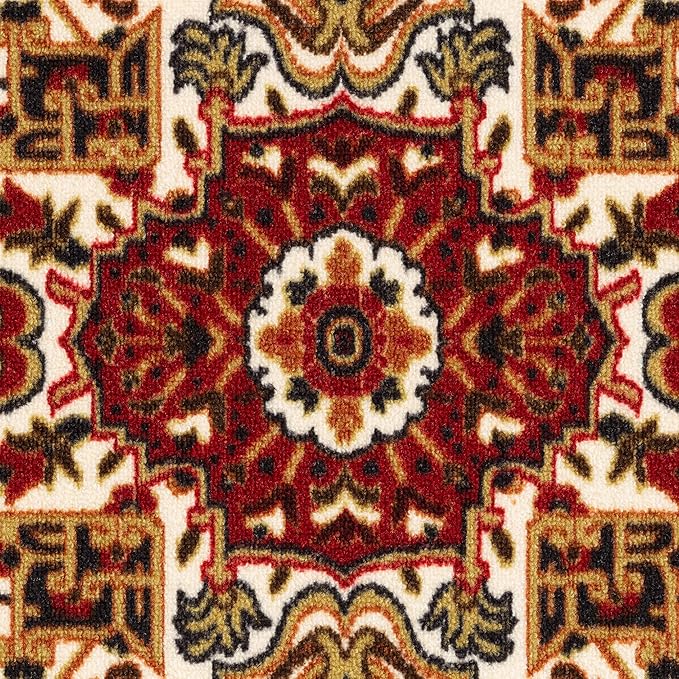 Antep Rugs Alfombras Oriental Traditional 5x7 Non-Skid (Non-Slip) Low Profile Pile Rubber Backing Indoor Area Rugs (Maroon, 5' x 7')