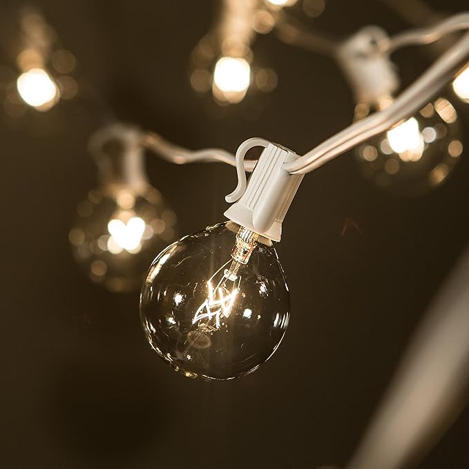 Hometown Evolution, Inc. 10 Foot Outdoor Globe String Lights (10 Foot, G50 Clear - White Wire - 2" 7-Watt Bulbs)