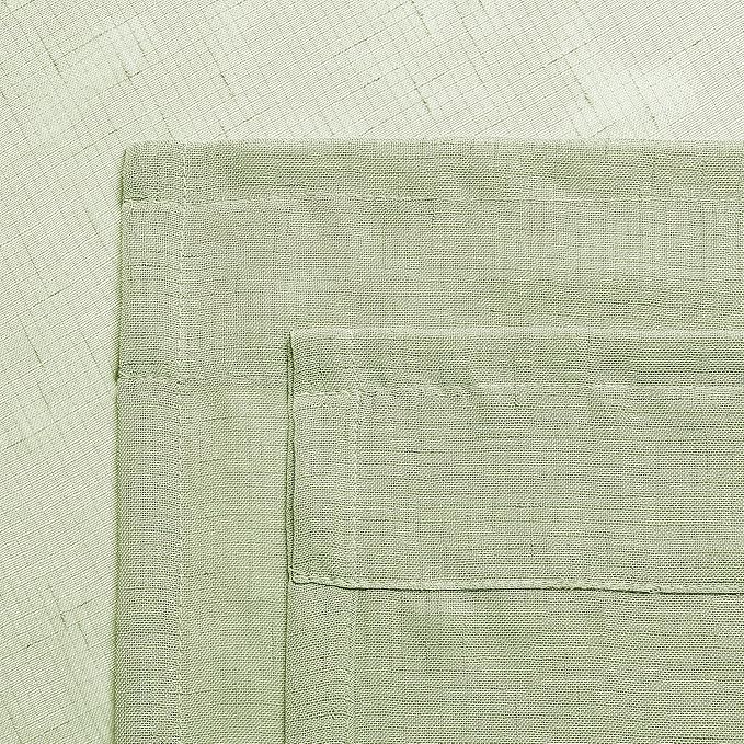 Sage Linen Sheer Curtain Panel Pairs 95 Inches Long with Grommets/Eyelets Rustic Window Treatment Drapery Sets for Living Room Bedroom Farmhouse (Green, 54"x95", 2 Panels)