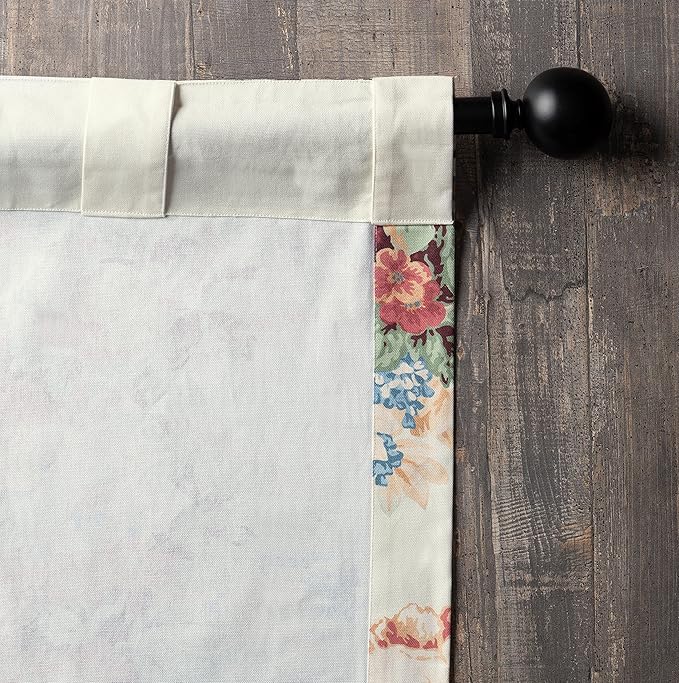 Maison d' Hermine Curtains for Living Room 100% Cotton 124 inch Length One Panel Light Filtering Curtains for Bedroom Windows with Rod and Loop Pockets Drapes (Abbeville, 50" W x 124" L)