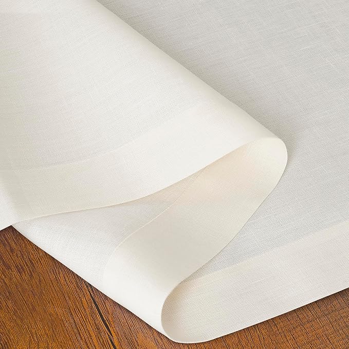 D'Moksha Homes Linen Ivory Table Runner 36 Inches - 100% Pure Linen Small Table Runner 14 x 36 Inch for Dresser, Coffee Tables, Fall, Autumn and Halloween - Machine Washable