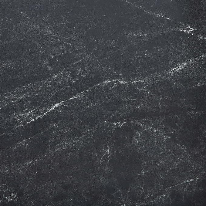 Oval Glass Coffee Table, Mid-Century Modern Design, L41 x W21 x H17 inch, for Living Room, Grey Glass Top, Black Marble Finish Wood Shelf & Gold Finish Frame