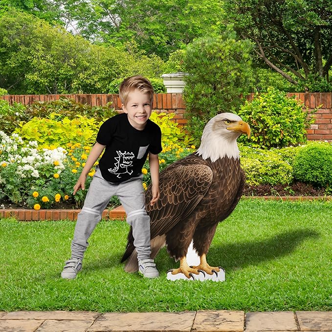 Eagle Life Size Standee - 3FT Freestanding Coroplast Cutouts | Safari Animal Standup Photo Booths, Jungle Party, Birthday & Halloween Decorations