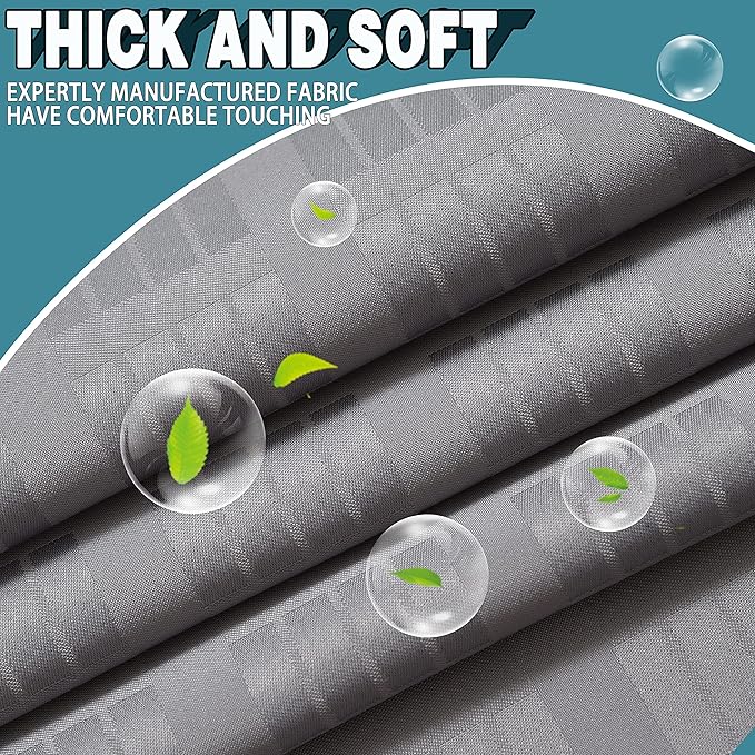 Conbo Mio Stall No Hook Shower Curtain with Snap in Liner Set, Hotel Luxury Grey Shower Curtains for Bathroom with See Through Top Window, Waterproof, Washable 54W x 74H