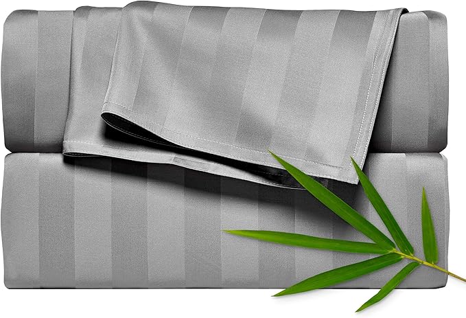Twin Sheets by Pure Bamboo, Genuine 100% Organic Viscose Derived from Bamboo Bed Sheet Set, Luxuriously Soft & Cooling, Double Stitching, Lifetime Quality Promise (Twin, Jacquard Stone)