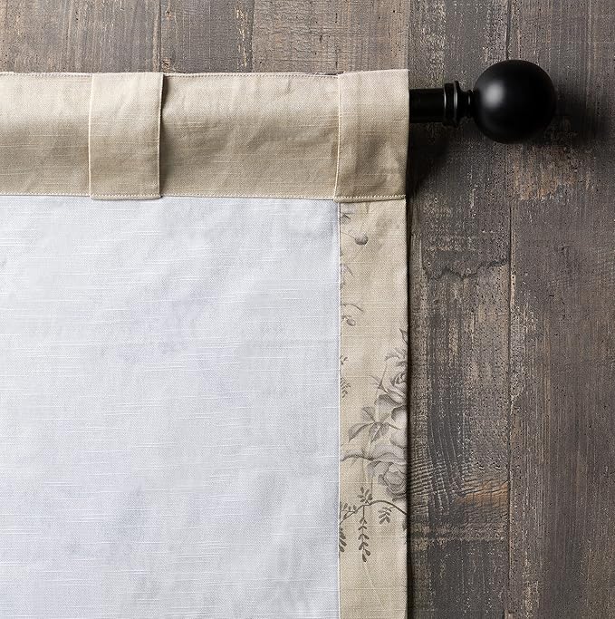 Maison d' Hermine Curtains for Living Room 100% Cotton 84 inch Length One Panel Light Filtering Curtains for Bedroom Windows with Rod and Loop Pockets Drapes (Turin, 50" W x 84" L)