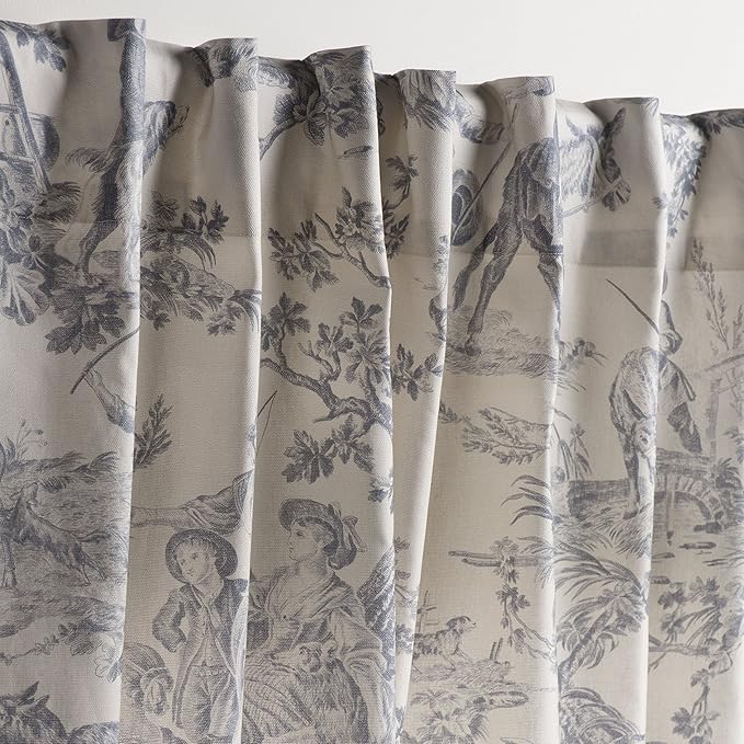 Maison d' Hermine Curtains for living room 100% Cotton 84 inch length One Panel Light Filtering Toile Curtain for Bedroom Windows with rod and loop Pockets Drapes (The Miller Paloma Gray, 50"W x 84"L)