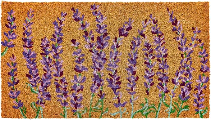 KANKUN Coco Coir Door Mat with Heavy Duty Backing, Welcome Doormat (17" x 30"), Doormat Entrance (Floral Spring)