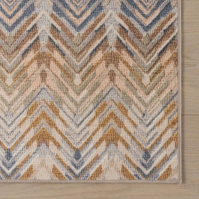 Dash & Albert Seneca Natural Machine Washable Rug, 8.5 X 11.5 Feet, Tan Geometric Pattern