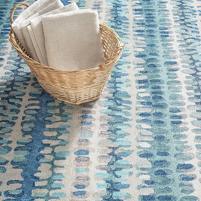 Dash & Albert Paint Chip Multi Machine Washable Rug, 8.5 X 11.5 Feet, Blue/Green Geometric Pattern