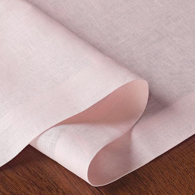 D'Moksha Homes Linen Pastel Pink Table Runner 120 Inches Long - 100% Pure Linen Dining Table Runner 14 x 120 Inch for Fall, Autumn and Halloween - Machine Washable