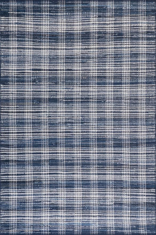 Dash & Albert Denim Plaid Blue Machine Washable Rug, 5 X 8 Feet, Blue/White Plaid Pattern