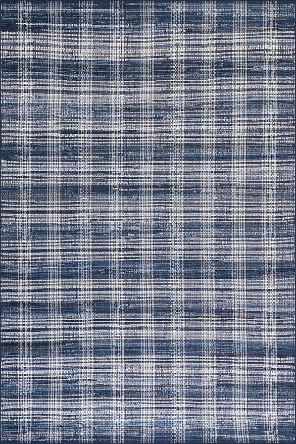 Dash & Albert Denim Plaid Blue Machine Washable Rug, 2 X 3 Feet, Blue/White Plaid Pattern