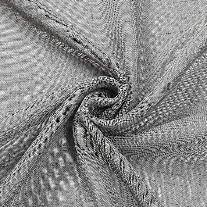 Aiyufeng Kirei Faux Linen Kitchen Sheer Valance 14 Inch Length, Soft Airy Slub Textured Short Curtain for Small Windows Farmhouse Bathroom Bedroom Basement, 60X14 Inch, 1 Piece, Silver Grey