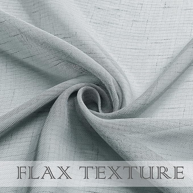 Spa Linen Sheer Curtain Panels with Eyelets Open Weave Faux Linen Rustic Style Home Decoration Window Treament Sets for Living Room Bedroom 54x95 Inch, 2 Panels