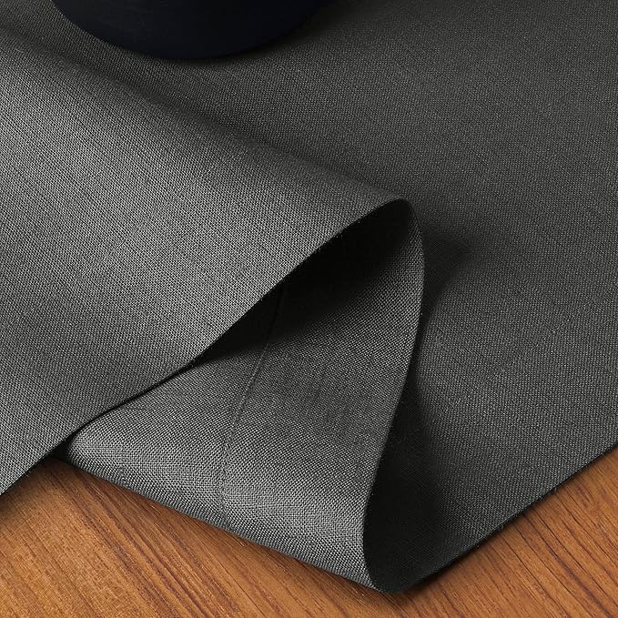 D'Moksha Homes Linen Charcoal Grey Table Runner 108 Inches Long - 100% Pure Linen Dining Table Runner 14 x 108 Inch for Fall, Autumn and Halloween - Machine Washable