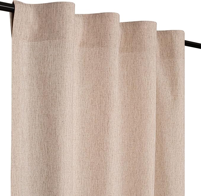 Natural Linen Tab Top Curtains 50x96 inch Set of 2 Panels - Long Flax Drapes for Living Room & Bedroom, Farmhouse Window Curtains, Rustic Linen Drapes for Modern Farmhouse & Boho Style Décor