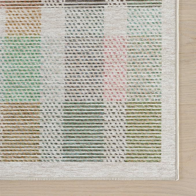 Dash & Albert Chanan Plaid Multi Machine Washable Rug, 8.5 X 11.5 Feet, Multicolored/Ivory Plaid Pattern